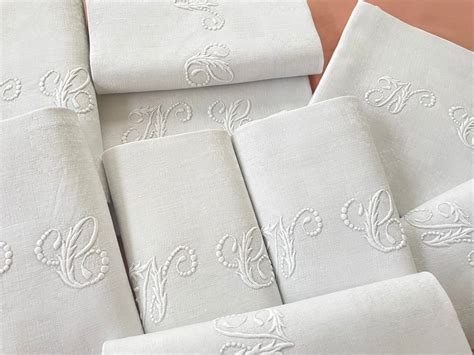 8 GRANDES SERVIETTES DE TABLE EN LIN FIN DAMASSE Linge …