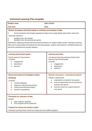 8 Individual Learning Plan Template SampleTemplatess SampleTemplatess