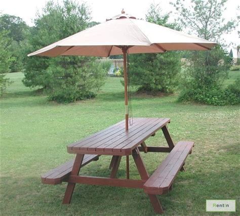 8 Person Wood Picnic Table Picnic Table w Umbrella Hole with 4 …