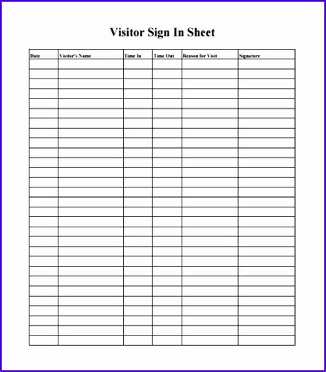 8 Sign In Sign Out Sheet Template Excel Excel Templates