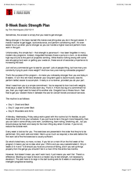 8 Week Basic Strength Plan