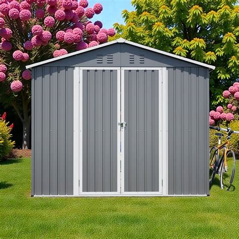 8 X 12 FT Outdoor Storage Shed, Metal Garden Shed With - raincitystudios.com