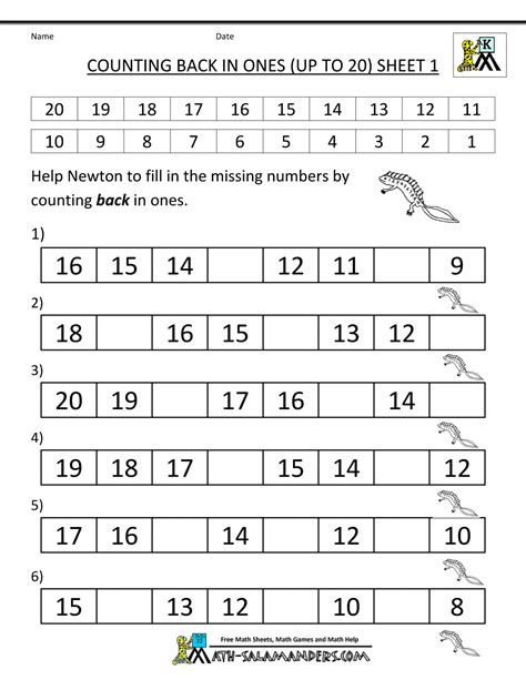 8 Counting Backwards From 20 Worksheets Free Printable Counting Backwards From 20 Activities - Counting Backwards From 20 Activities