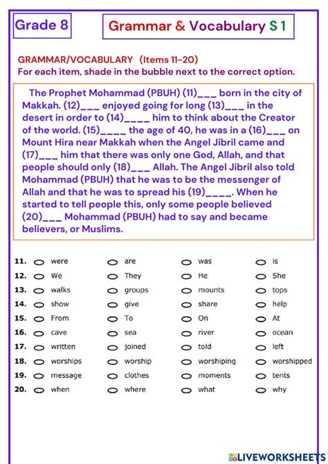8 Grade Grammar With Answer
