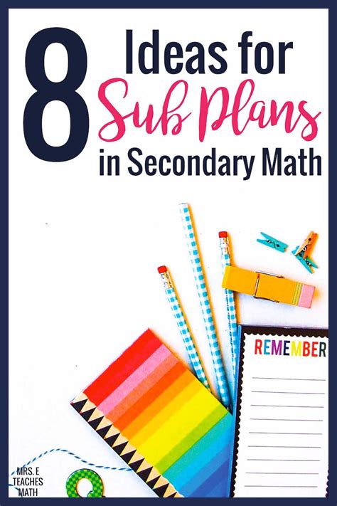 8 Ideas For Sub Plans In Secondary Math Math Sub Plans - Math Sub Plans