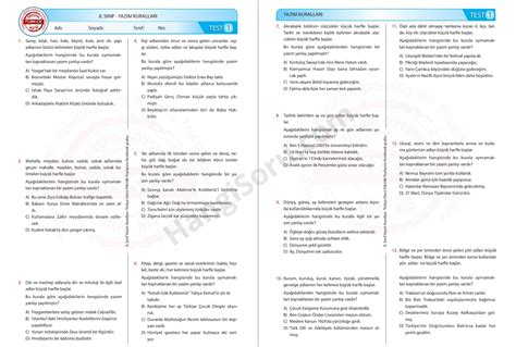 8 sınıf türkçe yazım kuralları test çöz