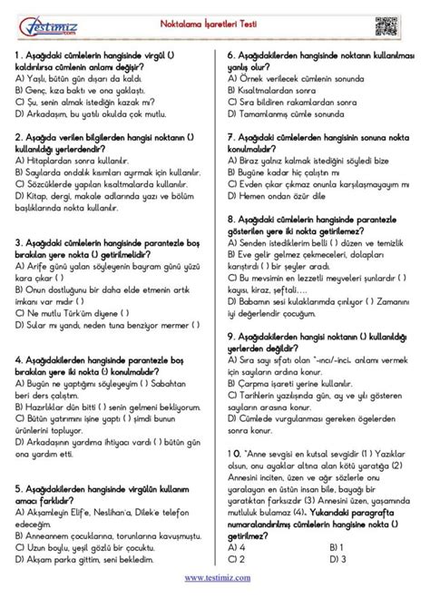 8. Sınıf Noktalama İşaretleri Testleri Çöz – Eğitim Sayfam.