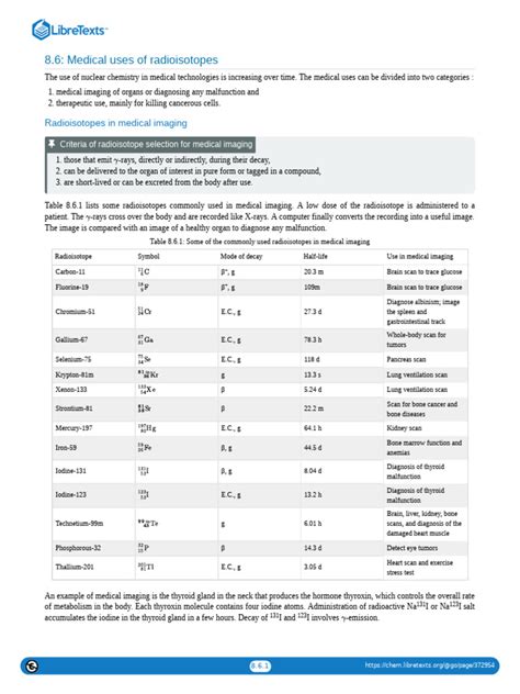 8.6: Medical uses of radioisotopes - Chemistry LibreTexts - wintechmobiles.com