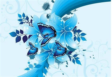 80 Background Biru Muda Bunga Myweb Biru - Biru