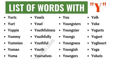 800+ Words that Start with Y List of Y Words to Add to Your