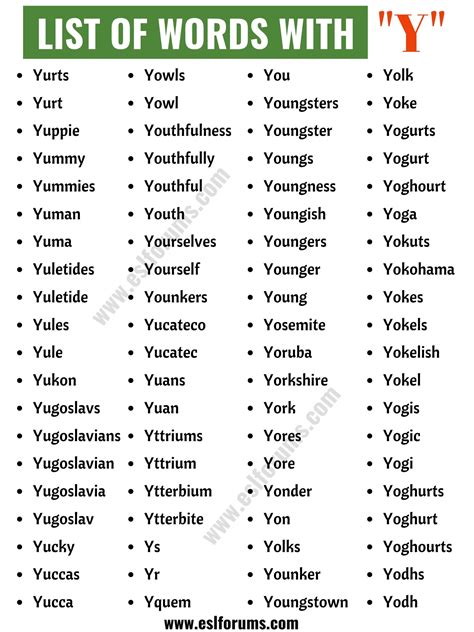 800 Words That Start With Y List Of Letter That Start With Y - Letter That Start With Y