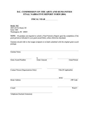 804 and 805 Reports for the Dc Commission on the Arts Form Fill Out