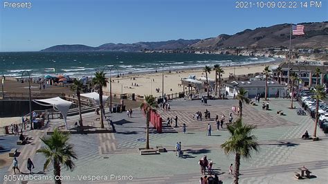 805 webcam pismo beach. Cayucos Beach. This cam shows you Cayucos State Beach, a protected area in San Luis Obispo County, California. This is a popular spot not only for beach-lovers, but also for surfers, thanks to its favourable natural conditions. Cayucos is a census-designated place in the United States, with approximately 2,500 inhabitants. 