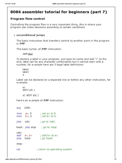 8086 assembly language tutorial.  This article showcases practical 8086 Ass...