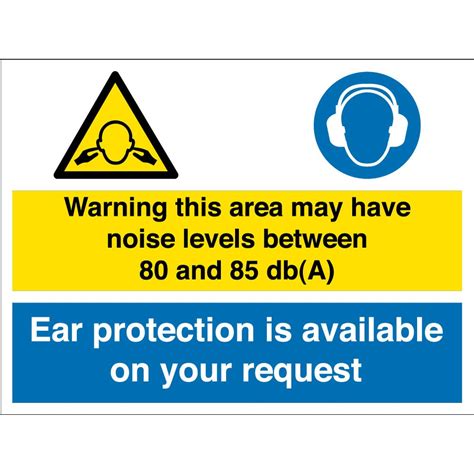 80db. buy Ear Protectors Must Be Worn Noise Level 80Db Signs, hazard warning and mandatory dual message type of information sign which is used for being displayed ... 