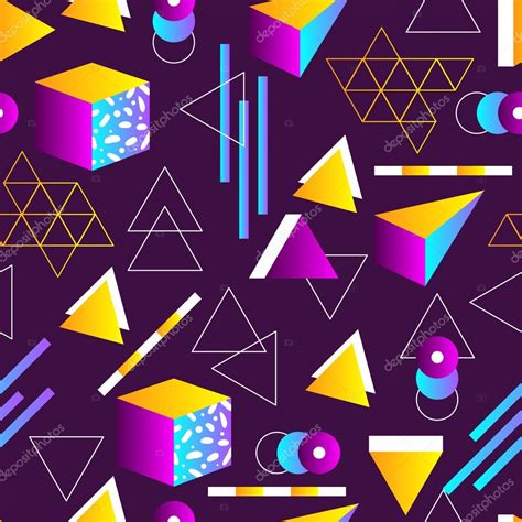 80s retro seamless pattern with geometric shapes Vector Image