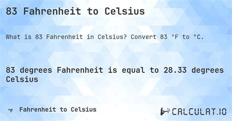 83 Fahrenheit To Celsius