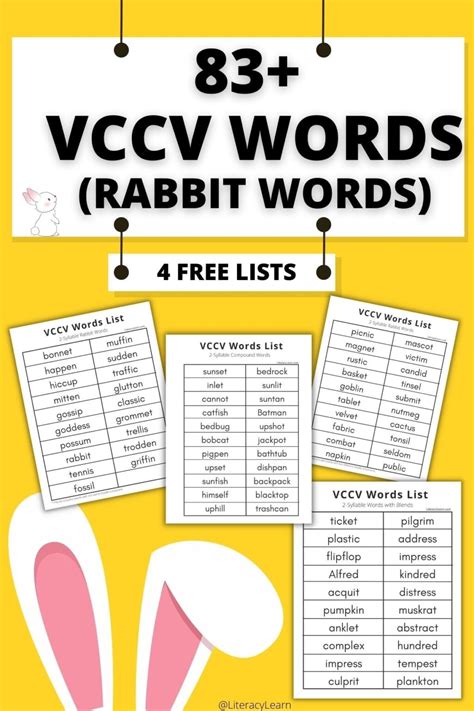 83 Vccv Words 2 Syllable Rabbit Words List Vccv Words Worksheet - Vccv Words Worksheet
