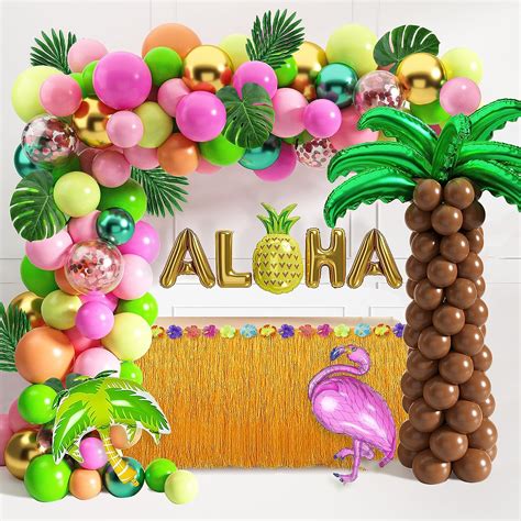 84 Pieces Tropical Balloons Garland Kit DIY Luau Balloon Arch …