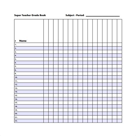 84 SAMPLE PRINTABLE GRADEBOOK SamplePrintable2