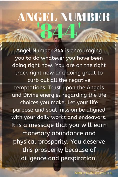 Understanding Angel Number 844. Angel number 844 combines the energies of 8 and 4, amplifying its significance. It signifies the potential for abundance and success through disciplined effort. It encourages practicality, hard work, and a grounded approach.. 