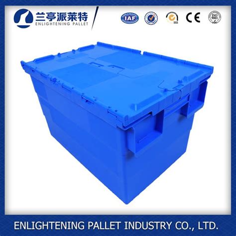 85L Plastic stackable and nestable Moving Container with hinged lid