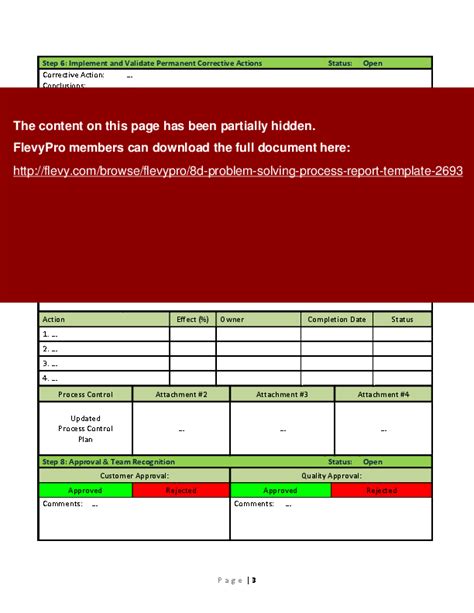 8D Problem Solving Process Report Template (3page Word document