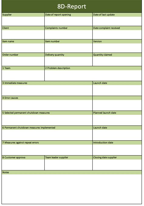 8D Report 2 Rt Template Pdf Excel Download Free Doc Examples for 8D