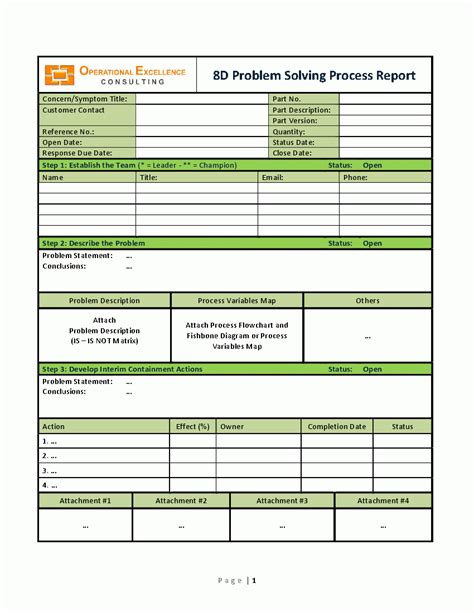 8D Report Template