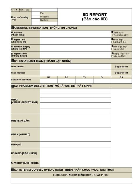 8d Report Form