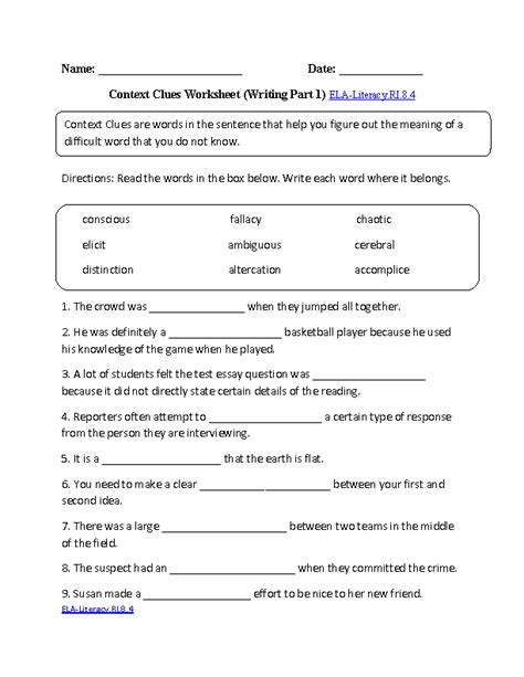8th Grade Common Core Reading Informational Text Worksheets