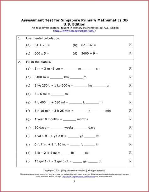 8th Grade Math Placement Test Printable Worksheet Resume Examples