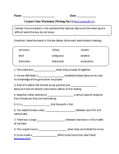 8th Grade Context Clues Worksheets K12 Workbook Context Clues 8th Grade Worksheet - Context Clues 8th Grade Worksheet