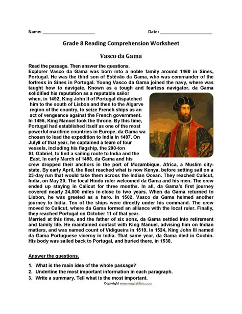 8th Grade Reading Comprehension