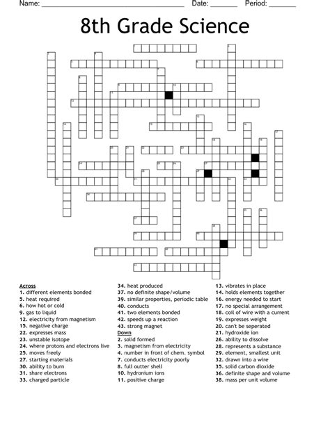 8th Grade Science Crossword Puzzles Printable And Free Printable Science Crossword Puzzles - Printable Science Crossword Puzzles