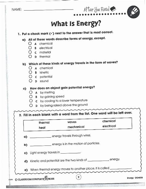 8th Grade Science Worksheets Teachervision Science Worksheets For 8th Graders - Science Worksheets For 8th Graders