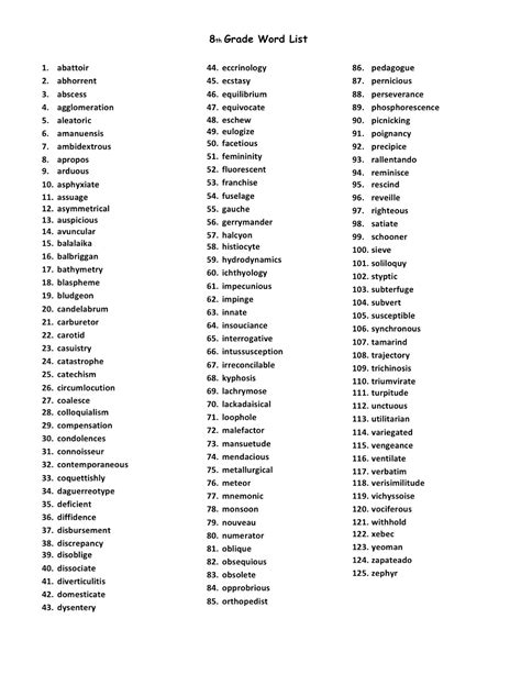 8th Grade Word List   8th Grade Vocabulary Free Printable Word List Flocabulary - 8th Grade Word List