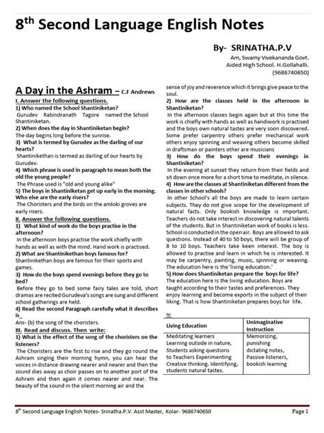 8th Standard English Notes Pdf