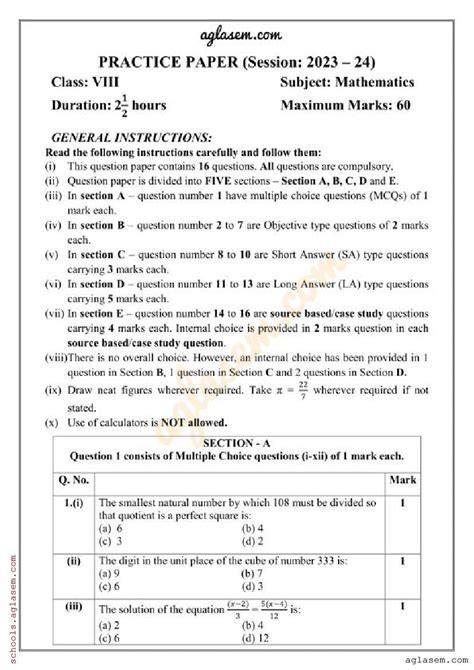 Read Online 8Th Class Model Question Paper First Term 