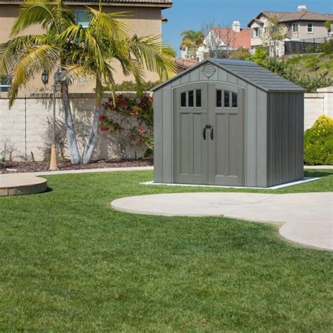 Lifetime 8x7.5 Storage Shed 60370 Rough Cut Building. In Stock, Ready to Ship! Free Shipping * Select Options. Duramax 35525 YardMate Plus Pent 5x5 Ft. Vinyl Resin Grey Storage Shed with Floor. $869.00 (2) In Stock ready to ship Free Shipping * Select Options. Browse Similar Items. Sheds;. 