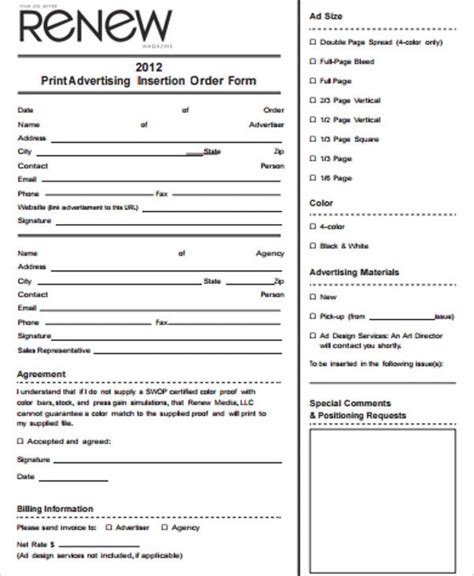 9+ Advertising Order Forms PDF