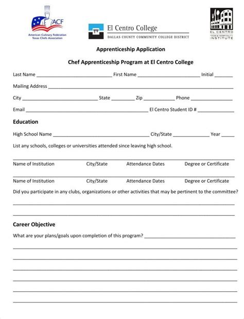 9+ Apprenticeship Application Form Templates Free Word, PDF, Excel