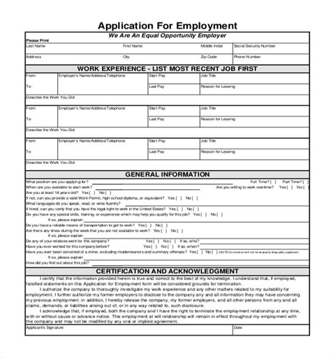 9+ Employment Application Form Templates PDF, DOC, Pages, Docs