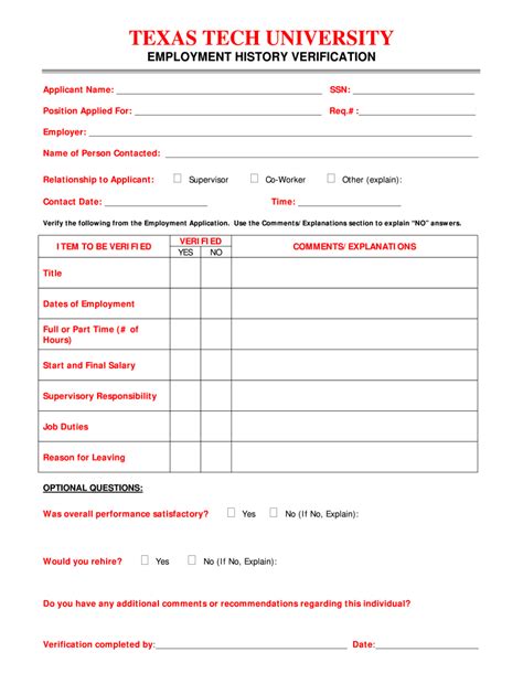 9+ Employment History Verification Forms & Templates PDF, DOC