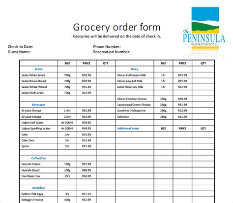 9+ Grocery Order Forms Free Word, PDF, Excel Format Download Free