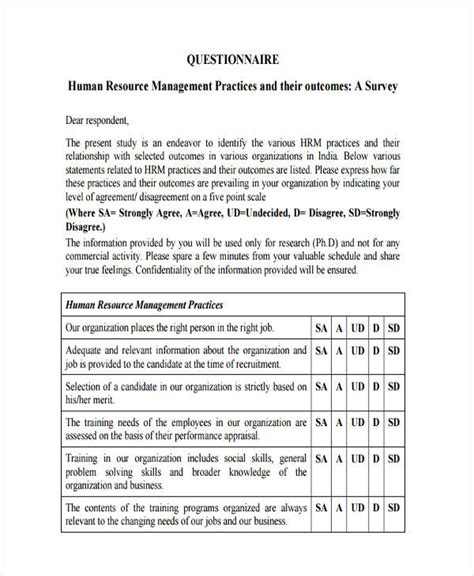 9+ HR Questionnaire Examples to Download