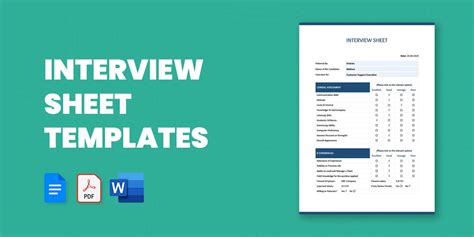 9+ Interview Sheet Templates in Google Docs Google Sheets MS Excel