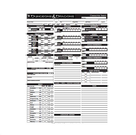 9+ Sample Character Sheet Templates Free Sample, Example, Format