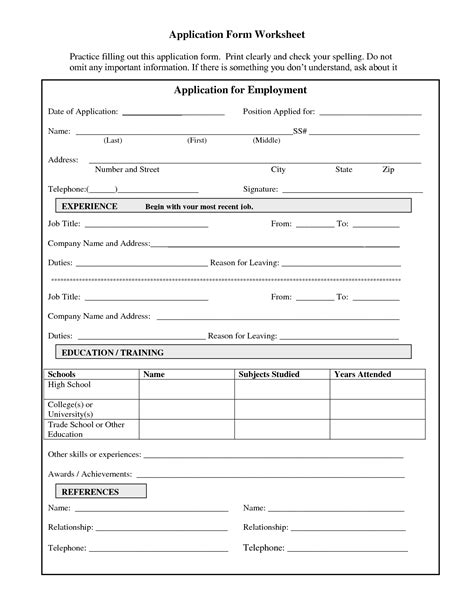 9 Best Images of Practice Job Application Forms Printable Practice
