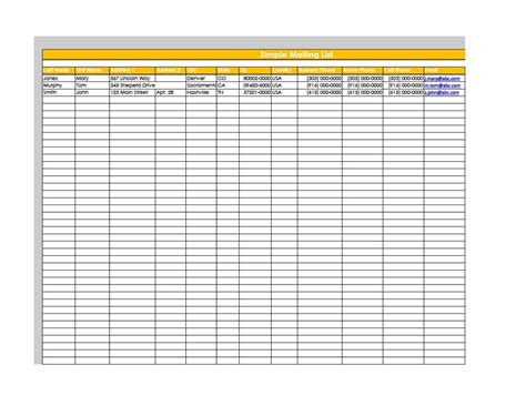 9 Excel Mailing List Template Excel Templates